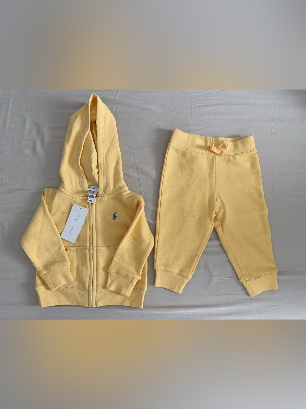 Ralph Lauren Yellow Hoodie & pants Set with Blue Polo Logo